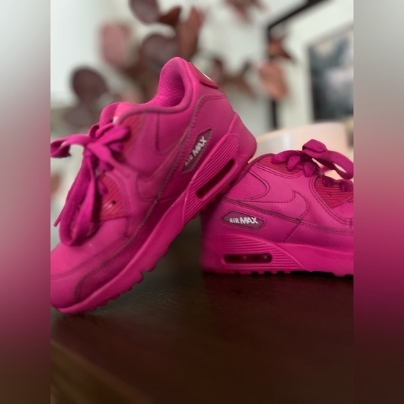 Nike Air Max 90 Leather Laser Fuchsia/Laser Fuchsia 833377-603 size 1Y - Picture 8 of 11
